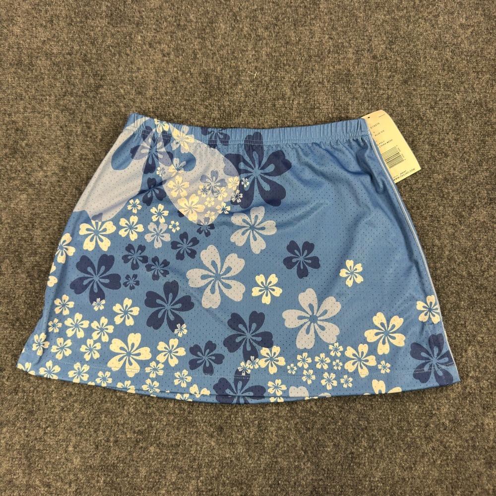 Y2K Tail Blue Ice Floral Mesh Pull On Athletic Skirt Women Small NWT